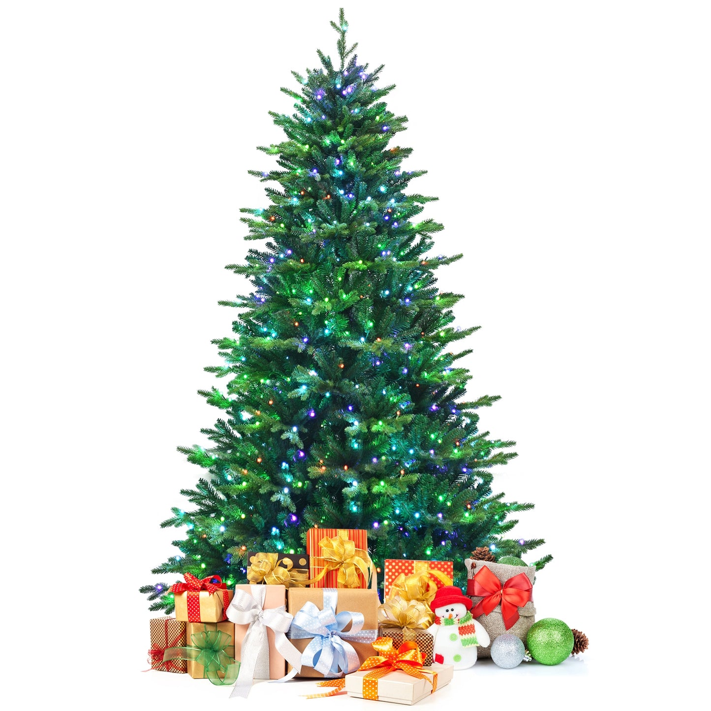 Pre-Lit Artificial Hinged Christmas Tree, 8', App Controlled LED Lights, Green Christmas Tree at Gallery Canada