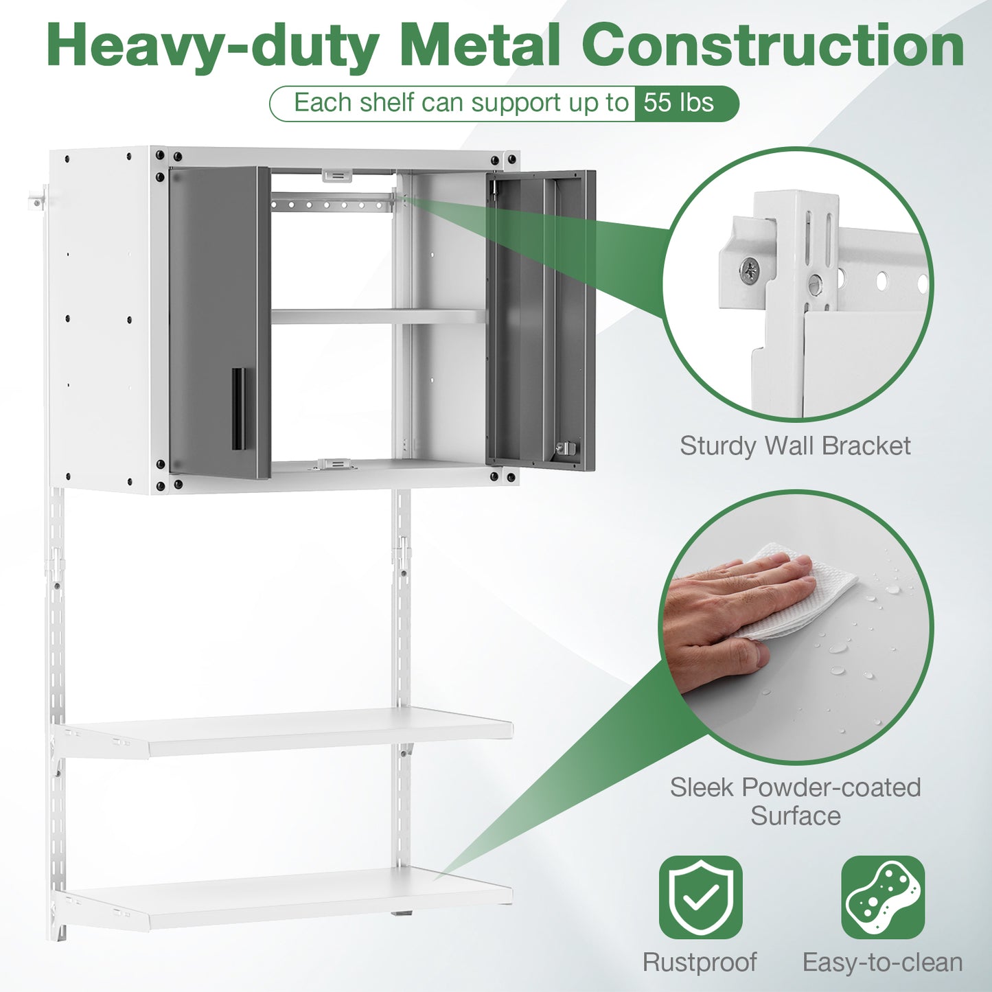 Metal Wall Cabinet With Lock, 3 Adjustable Shelves Garages at Gallery Canada