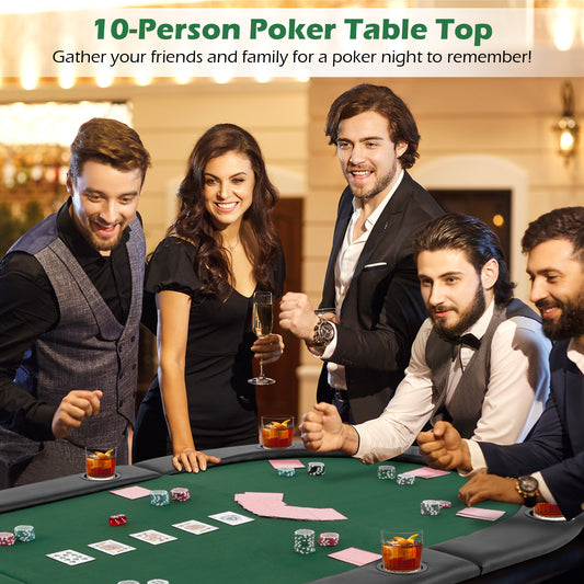 Portable 84 x 42 Inch 10-Player Foldable Padded Poker Table Top, Green Game Room Green at Gallery Canada