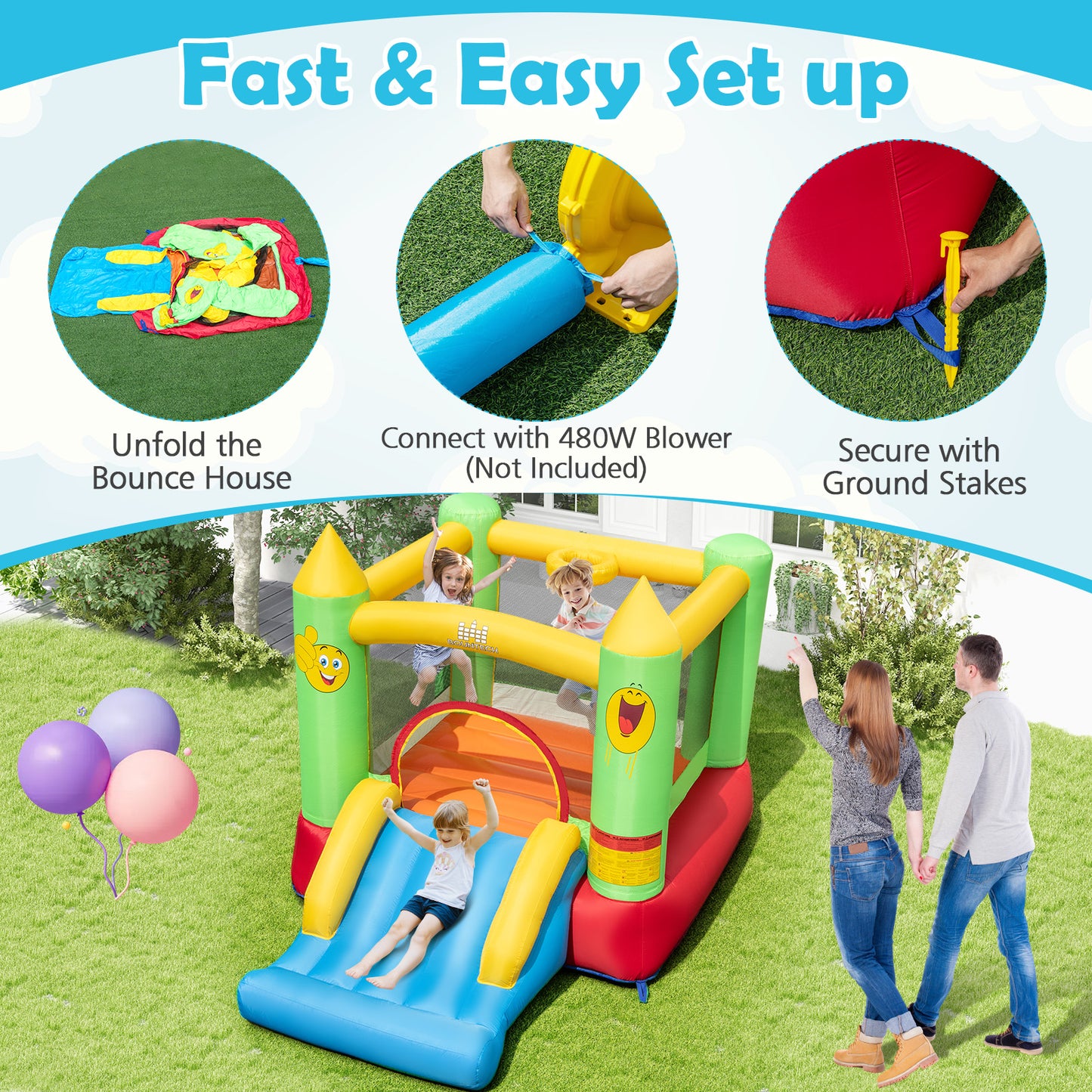 Inflatable Bounce House With Slide, Multicolor Bounce House at Gallery Canada