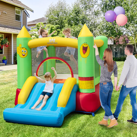 Inflatable Bounce House Kids Blow-up Bouncer with Slide with 480W Blower, Multicolor Bounce House Multicolor at Gallery Canada
