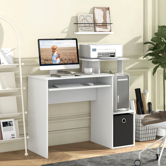 Computer Desk With Pull Out Keyboard Tray, White