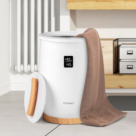 20L Large Heated Towel Warmer with LED Display and Button Control, White Dryers White at Gallery Canada