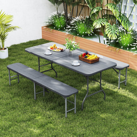 6 Feet Folding Bench, 1320 LBS Capacity, Handle Lock, Gray Outdoor Benches Gray at Gallery Canada