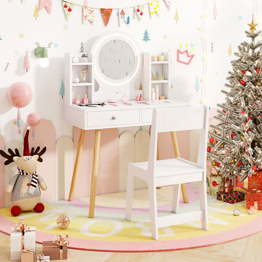 Kids Vanity Set With Lighted Mirror, Storage Drawers, White Kids Vanities White at Gallery Canada