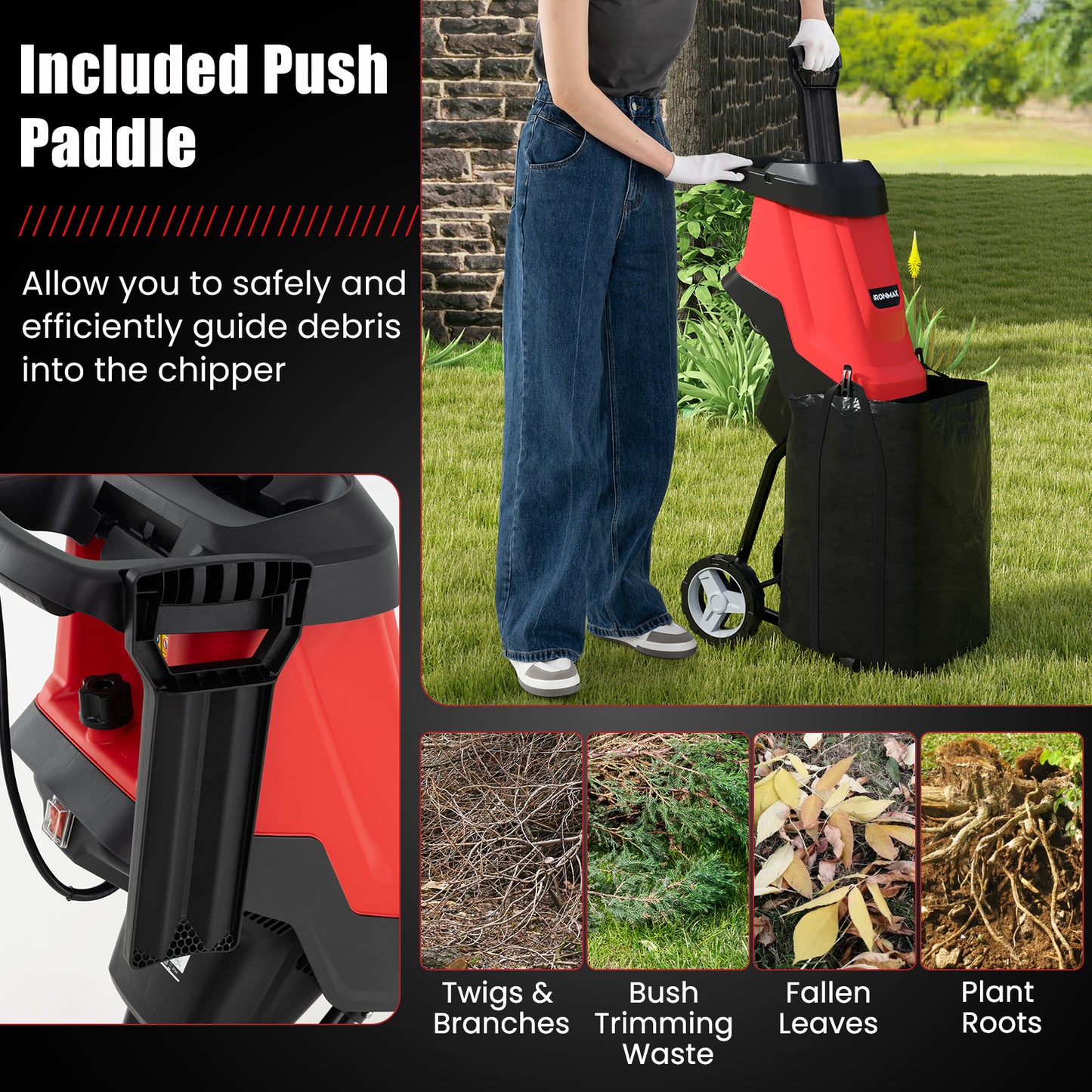 15-Amp Electric Wood Chipper, Shredder, Leaf Mulcher With Wheels, Red Lawn Care Tools at Gallery Canada