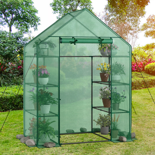 Mini Portable 4 Tier 8 Shelves Walk-in Plant Greenhouse, Green Greenhouses Green at Gallery Canada