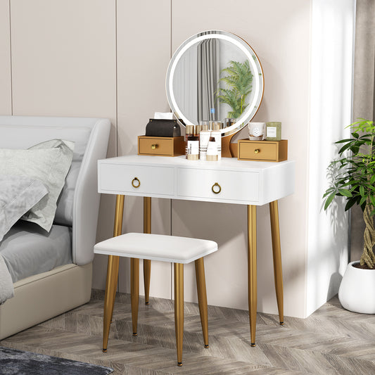 Vanity Table Set With Mirror, White Makeup Vanities White at Gallery Canada
