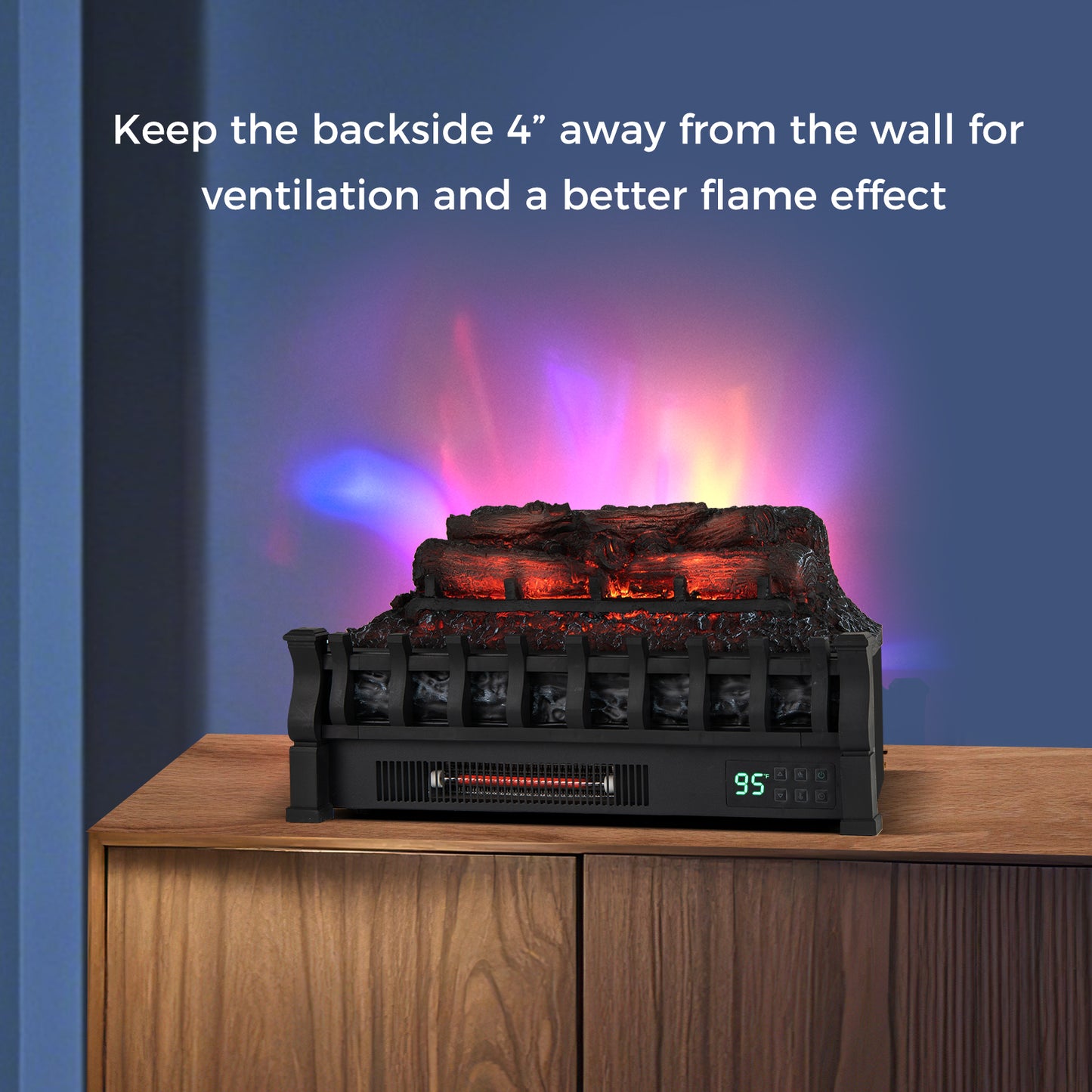 23 Inch Infrared Quartz Electric Fireplace, Adjustable Flame, Black Fireplaces at Gallery Canada