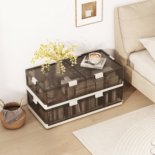 2 Pack Stackable Rolling Storage Containers, Plastic Storage Bins