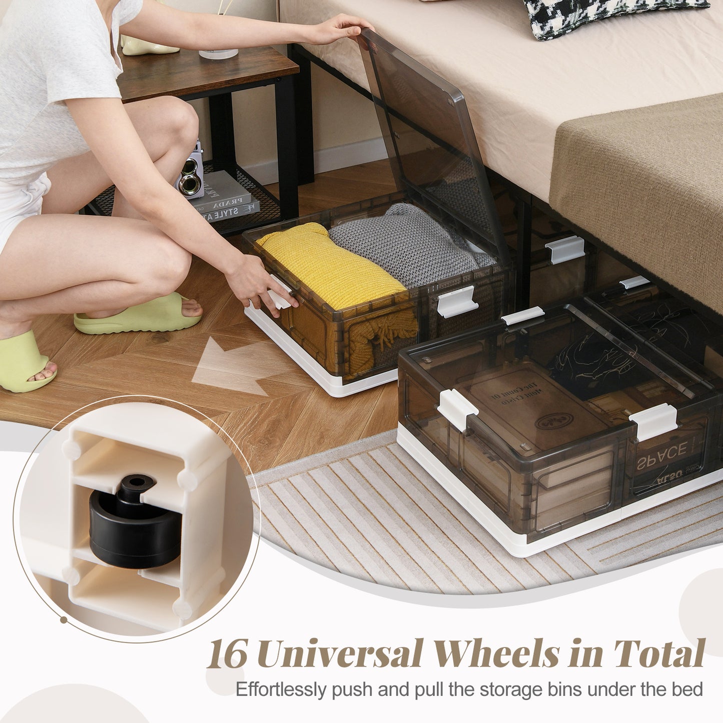 2 Pack Stackable Storage Containers Rolling Plastic Storage Bins Clothing & Closet Storage at Gallery Canada