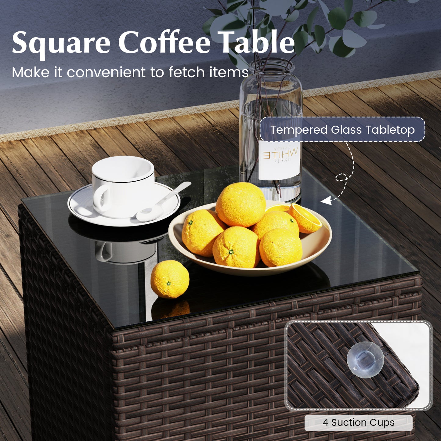 3 Piece Outdoor Conversation Set, Cushioned Seat, Glass Tabletop, Gray Patio Conversation Sets at Gallery Canada