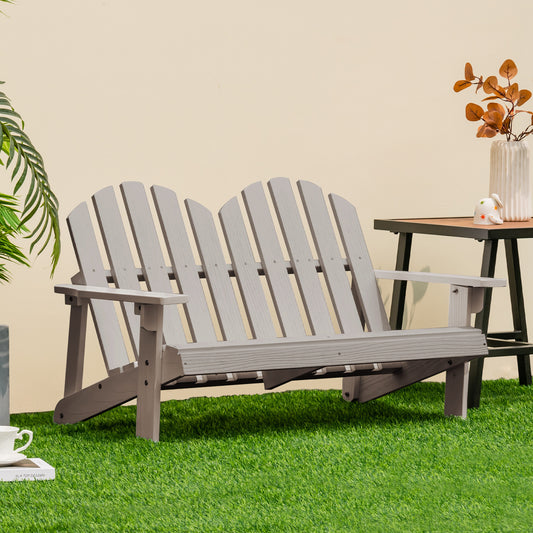 Fir Wood Adirondack Chair, 2 Person, High Backrest, Gray