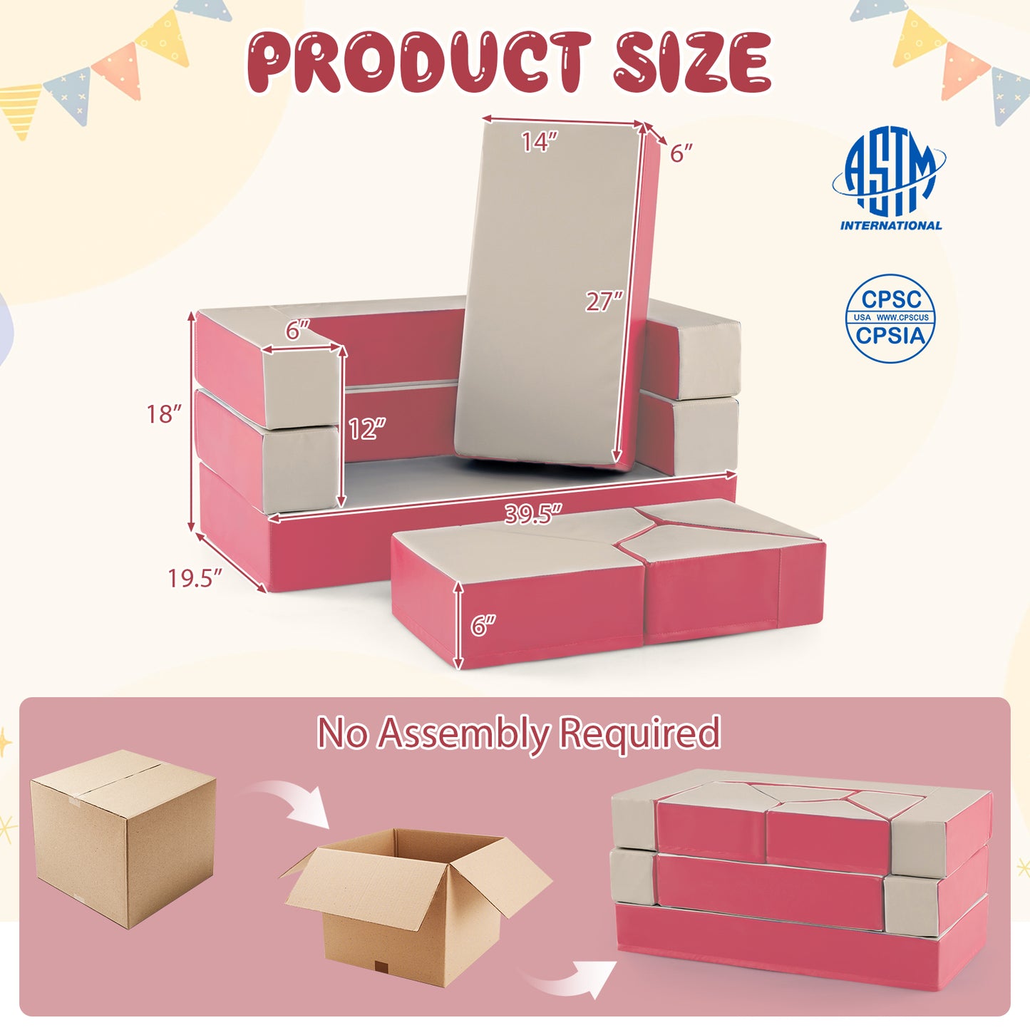 8-Piece 4-in-1 Kids Climb and Crawl Foam Playset, Pink Baby Activity at Gallery Canada