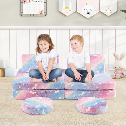 Modular Kids Play Couch Set, Glow In The Dark, Portable Handles