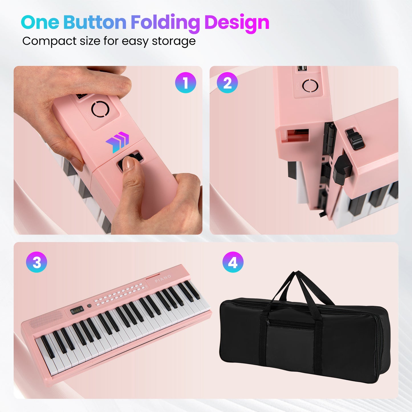 88 Key Foldable Electric Keyboard Piano, Wireless MIDI, Dual Speakers, Pink Pianos & Keyboards at Gallery Canada
