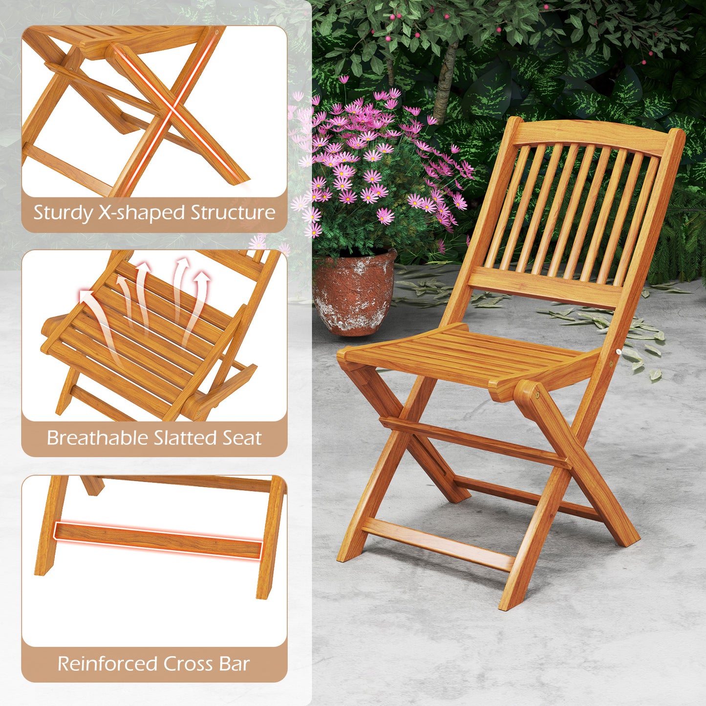 Outdoor Folding Chairs With Seat Cushions, Set Of 2, Beige Patio Dining Chairs at Gallery Canada
