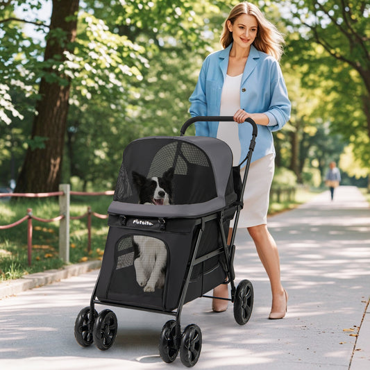 Medium Dog Stroller, Dual Entry, Black Dog Supplies Black at Gallery Canada
