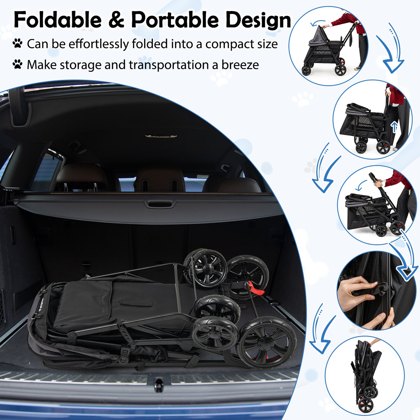 Medium Dog Stroller, Dual Entry, Black Dog Supplies at Gallery Canada