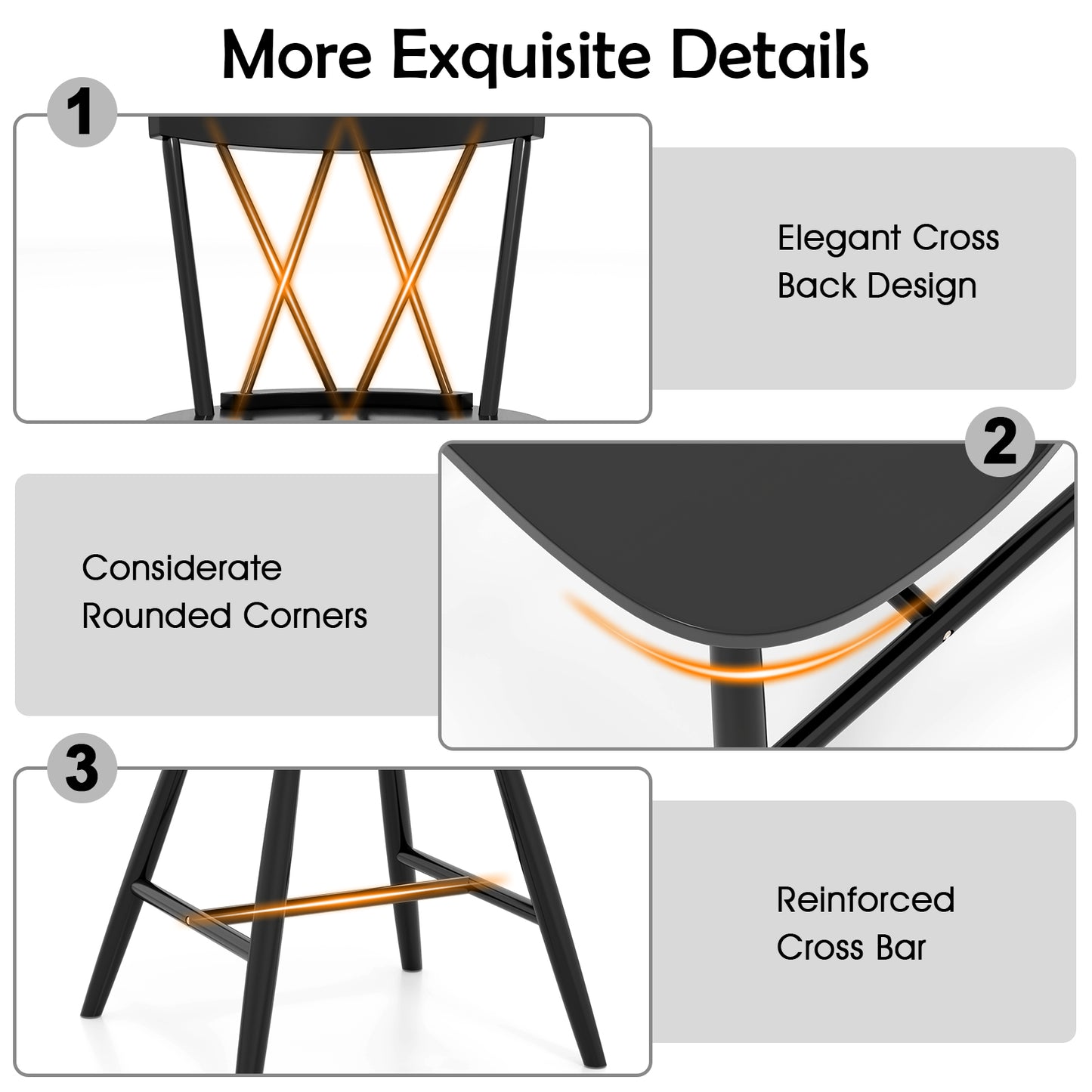 Farmhouse Dining Chair Set, Rubber Wood Frame, 2-Piece, Black Dining Chairs at Gallery Canada
