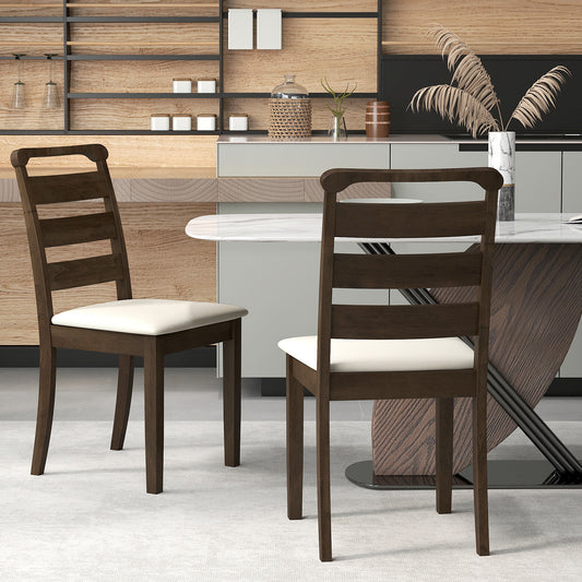 Wooden Dining Chair Set Of 2, Polyester Upholstered, Walnut Dining Chairs Walnut at Gallery Canada