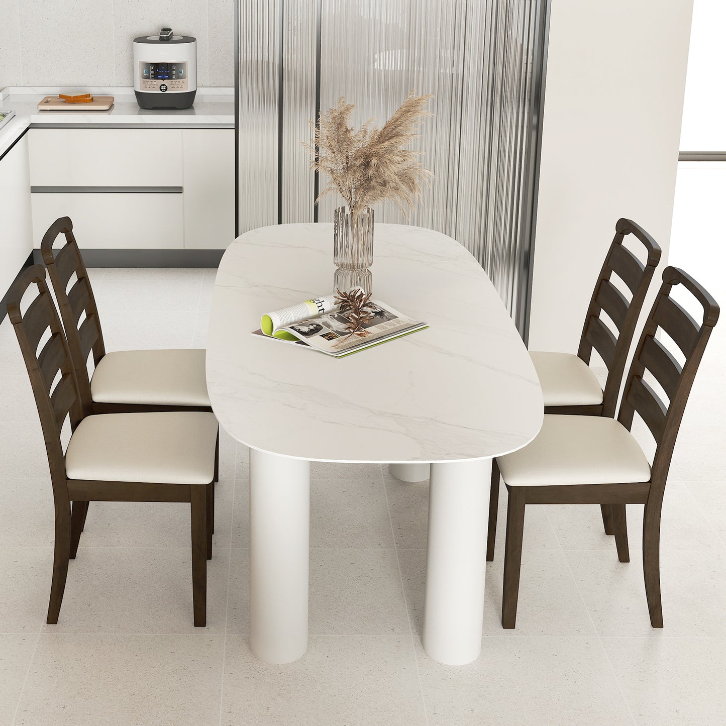 Wooden Dining Chair Set Of 2, Polyester Upholstered, Walnut Dining Chairs at Gallery Canada