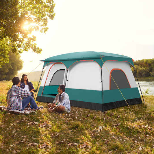 6-8 Person Camping Tent, Double Rooms, 2 Doors, Green Tents Green at Gallery Canada
