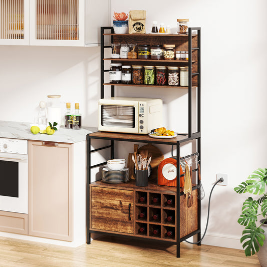 Coffee Bar Cabinet, S-Shaped Hooks, Wine Bottle Holders, Rustic Brown Wine Racks Rustic Brown at Gallery Canada
