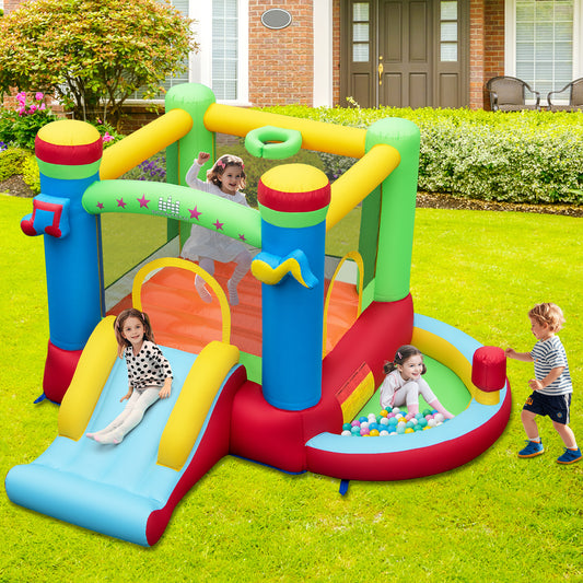 Inflatable Bounce House Kids Music-Themed Castle Sound Interaction Inflatable Bouncer without Blower, Multicolor Bounce House Multicolor at Gallery Canada
