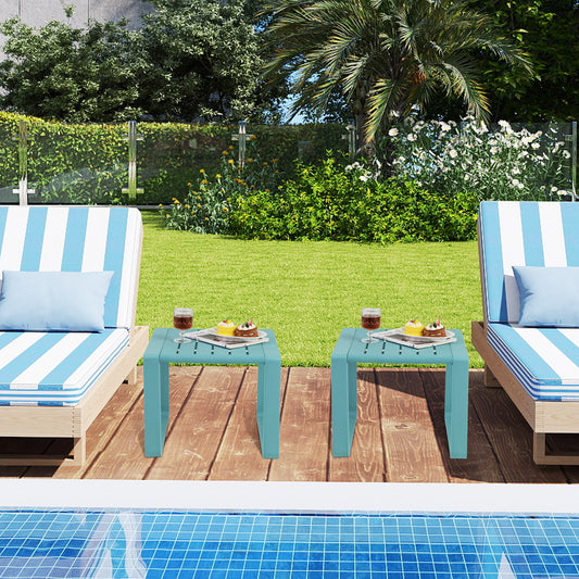 Weather Resistant Adirondack Outdoor Side Table Set Of 2, Blue