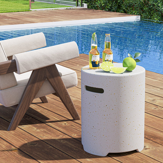 Propane Tank Cover Table, White Fire Pit Tables White at Gallery Canada