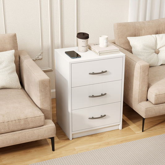 3 Drawer Nightstand, Living Room Storage, White Nightstands White at Gallery Canada