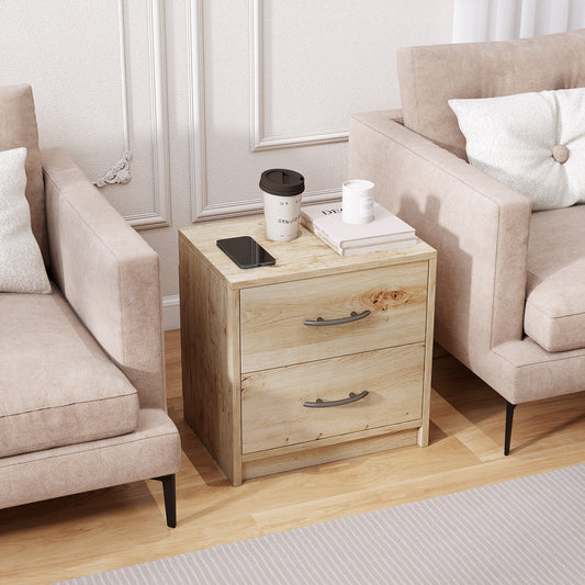 2 Drawer Nightstand, Oak, Living Room Storage Nightstands Oak at Gallery Canada