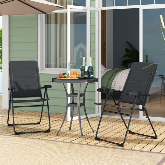 Outdoor Folding Patio Chairs, Adjustable Backrests, Gray