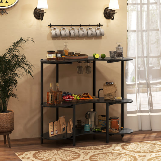 3-Tier Bar Table With Stemware Racks, Black Bar Tables Black at Gallery Canada