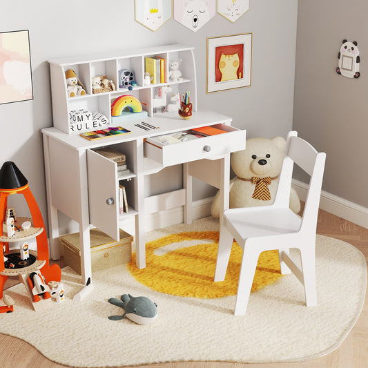 Kids Study Desk And Chair Set, For 3+ Years Old, White