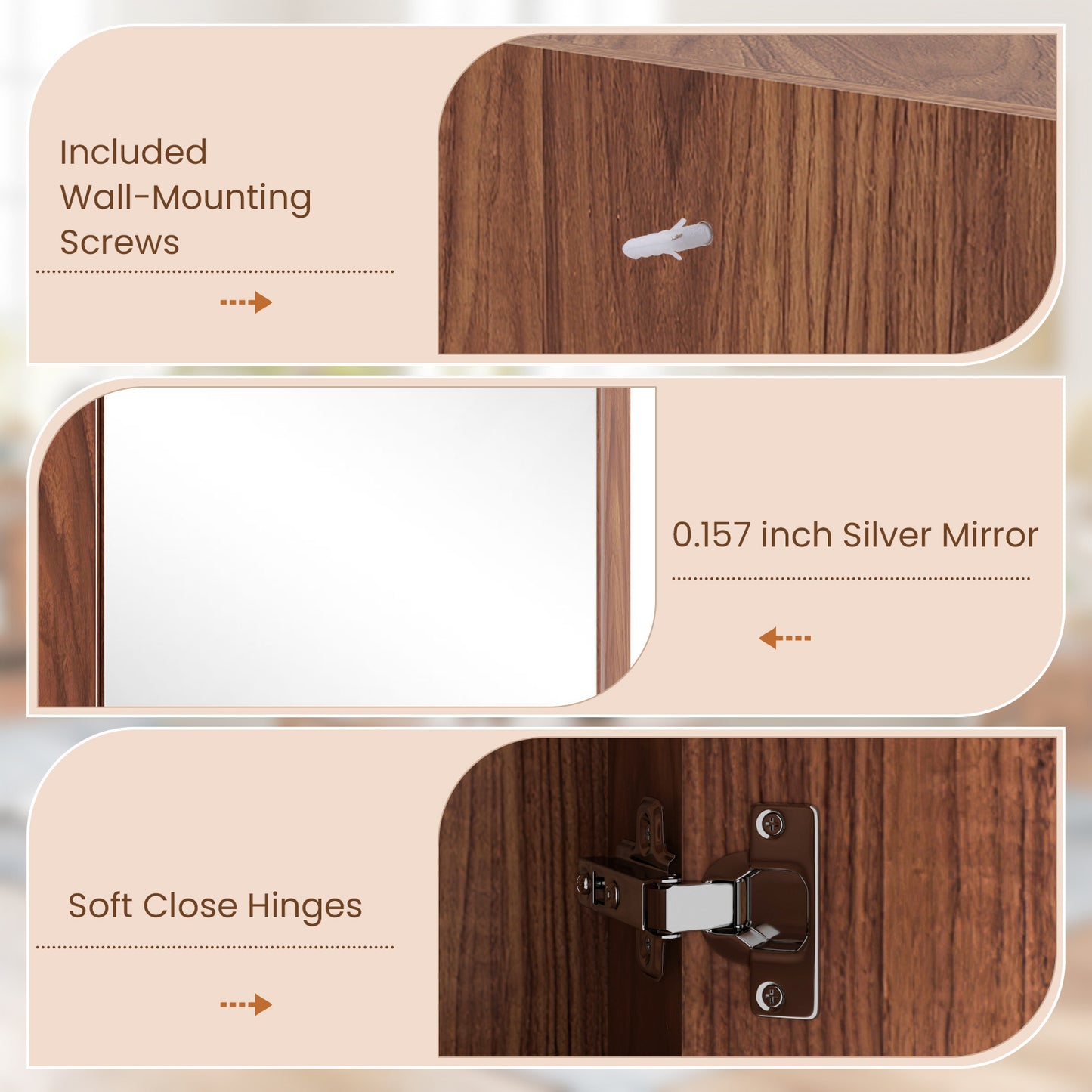 Corner Medicine Cabinet With Mirror, Adjustable Shelf, Brown Wall Mirrors at Gallery Canada