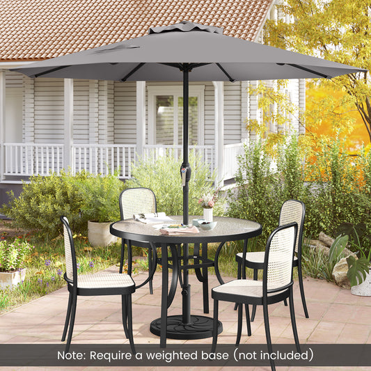 Outdoor Heavy Duty Market Umbrella with Crank Handle and 8 Sturdy Ribs, Gray Outdoor Umbrellas Gray at Gallery Canada