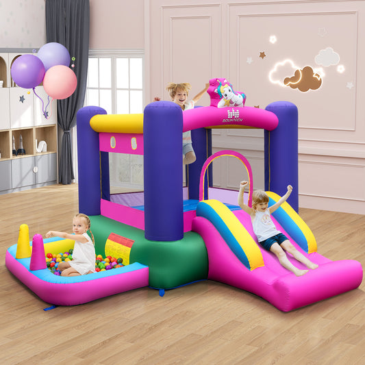 Inflatable Bounce House with Slide Splash Pool and Ring Tossing Games without Blower Bounce House multicolor at Gallery Canada