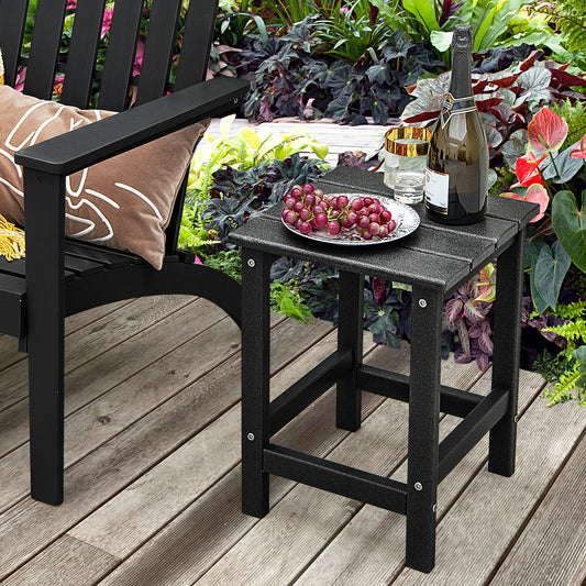 Set Of 2 14 Inch Square Weather-Resistant Adirondack Side Table, Black Patio Coffee Tables Black at Gallery Canada