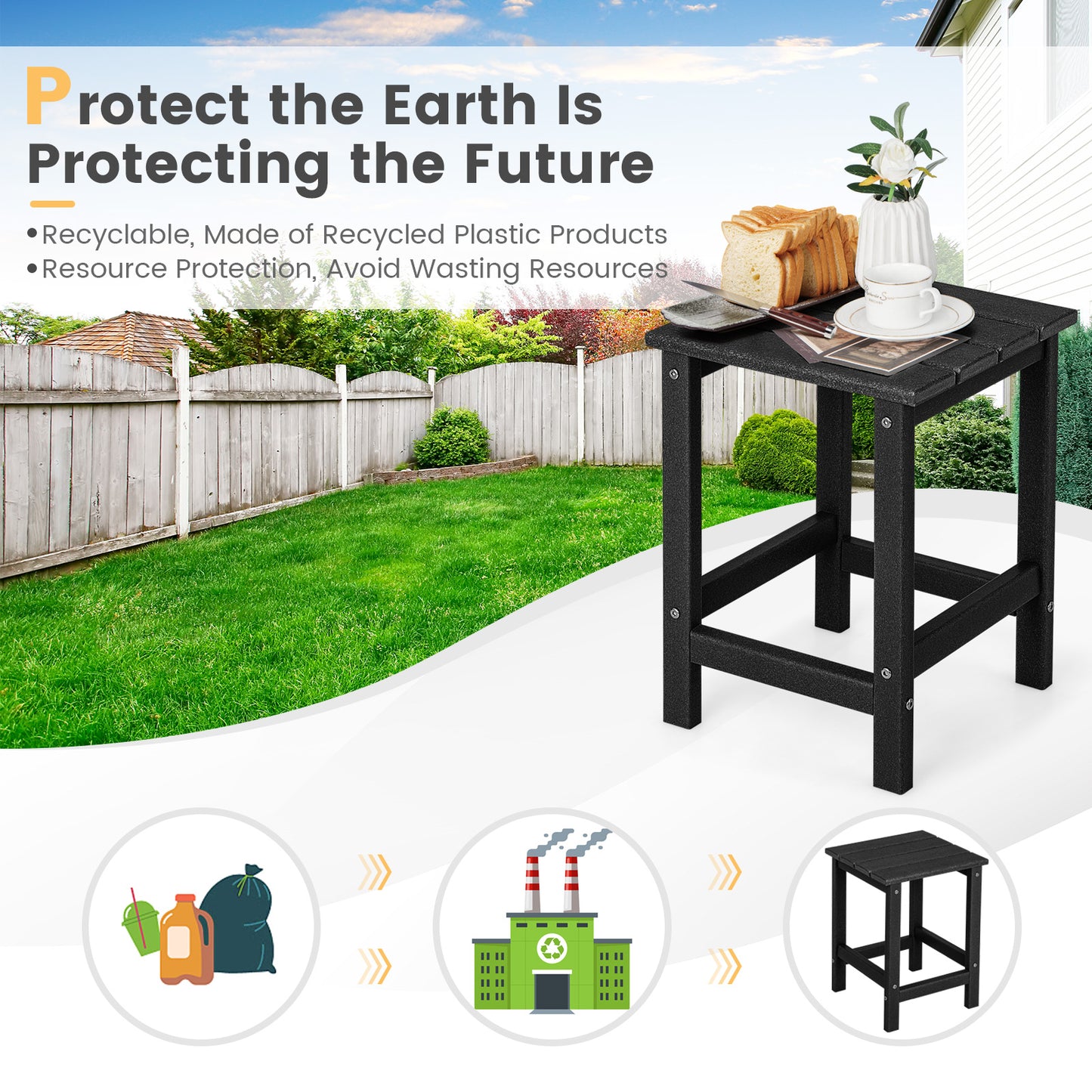 Set Of 2 14 Inch Square Weather-Resistant Adirondack Side Table, Black Patio Coffee Tables at Gallery Canada