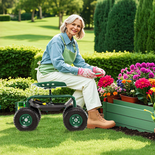 4-Wheel Rolling Garden Cart, Green Garden Carts Green at Gallery Canada