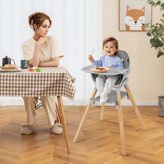 Convertible Highchair, 6 In 1, Safety Harness, Removable Tray, Gray High Chairs Gray at Gallery Canada