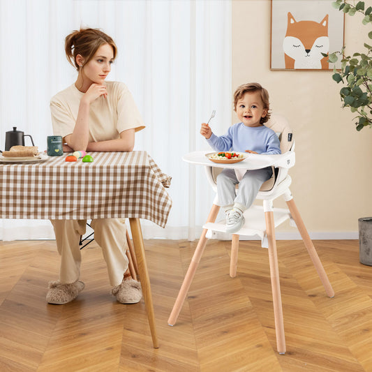 Convertible Highchair, Safety Harness, Removable Tray, Beige High Chairs Beige at Gallery Canada