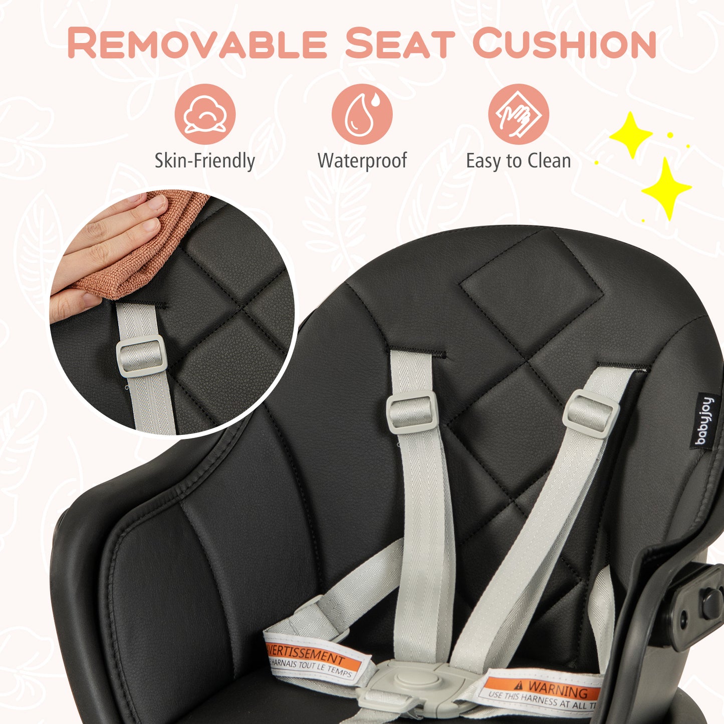 6 In 1 Convertible Highchair, Safety Harness, Removable Tray, Black High Chairs at Gallery Canada