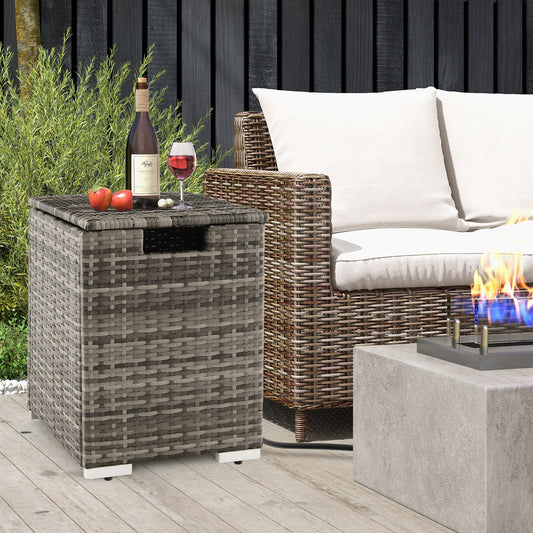 2-in-1 Patio Rattan Gas Propane Tank Cover, 20 lbs, Gray Fire Pits Gray at Gallery Canada