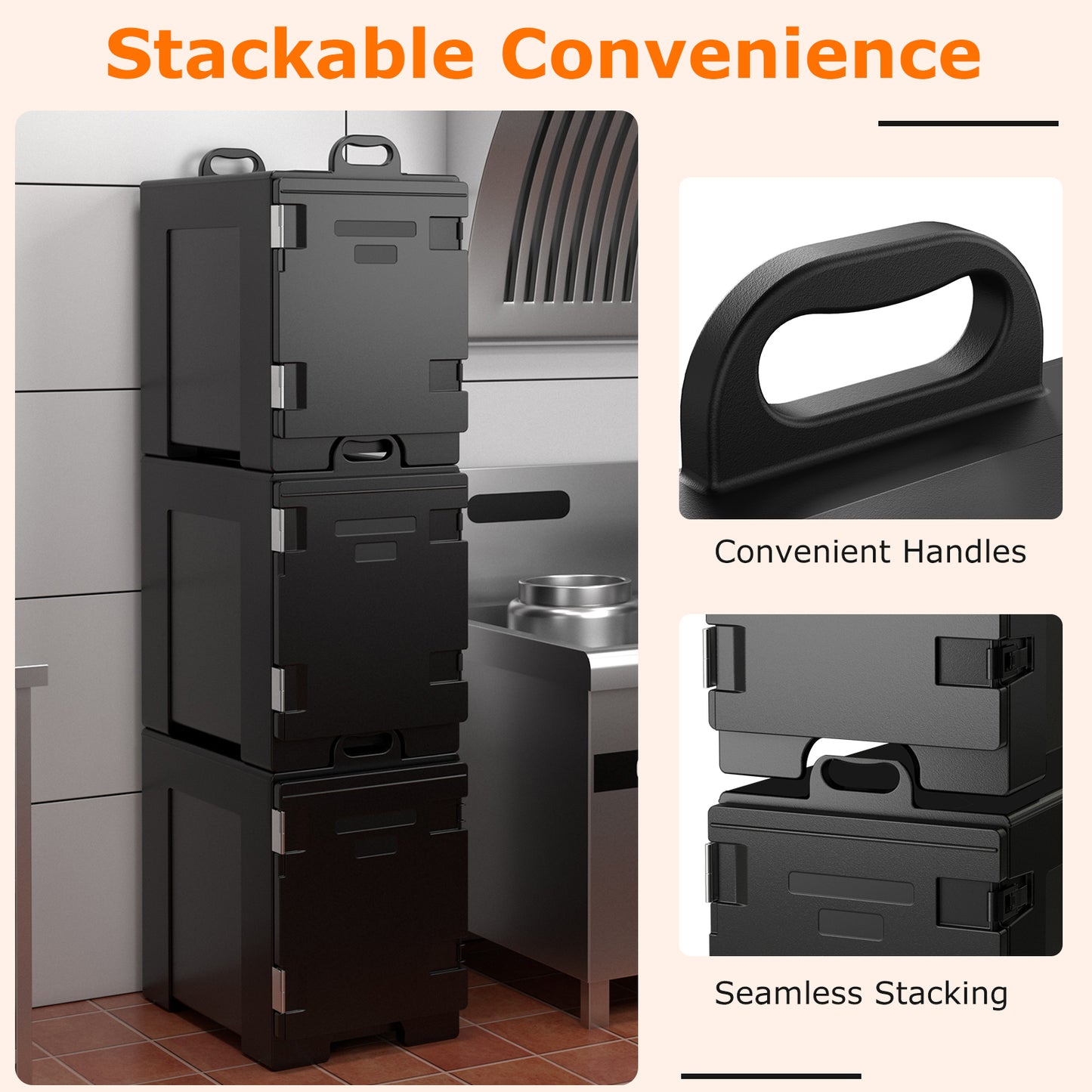 81 QT Hot Box Food Warmer with 5 Full-Size Pans and Handles Double Buckles, Black Food Warmers & Burners at Gallery Canada