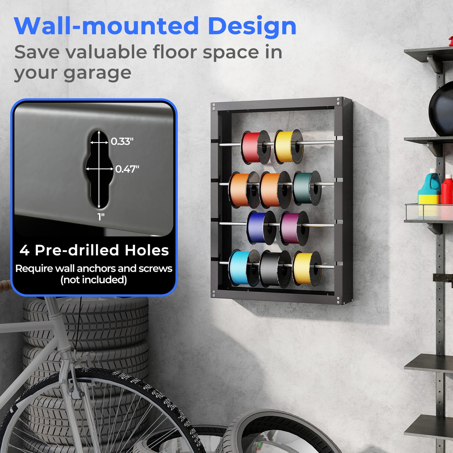 Wire Spool Rack with 4 Rods for Electrical Industrial and Retail Use, Gray Garages at Gallery Canada