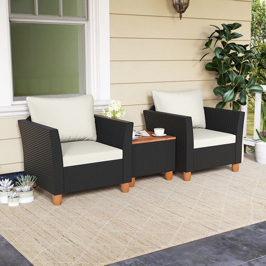 3-Piece Outdoor Patio PE Rattan Furniture Set, Coffee Table, White Patio Conversation Sets White at Gallery Canada