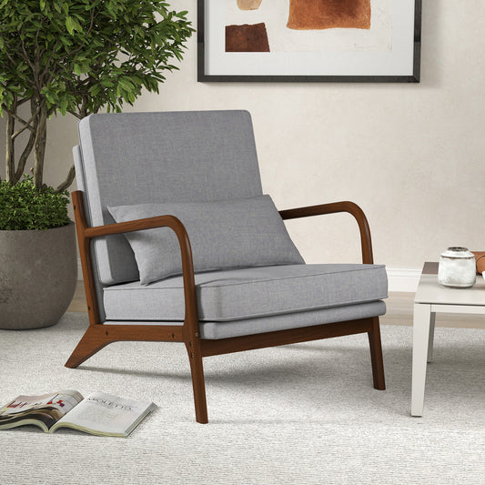 Modern Accent Chair, Rubber Wood Armrests, Removable Back, Gray Accent Chairs Gray at Gallery Canada
